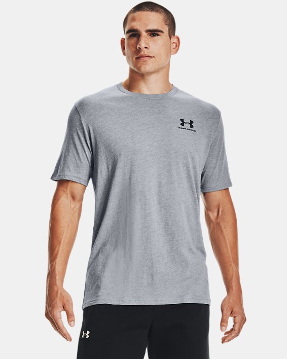 Men's UA Sportstyle Left Chest Short Sleeve Shirt, Gray, pdpMainDesktop image number 1
